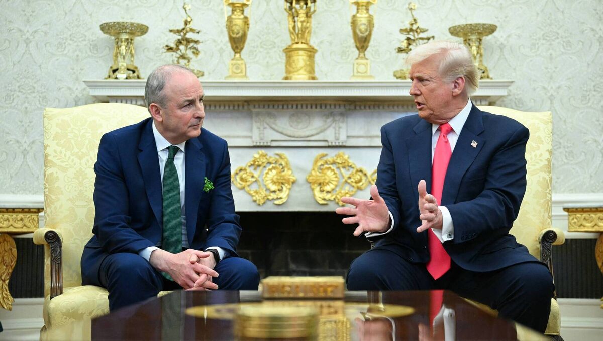 US President Donald Trump meets with Taoiseach Micheál Martin. Picture: MANDEL NGAN/AFP via Getty Images