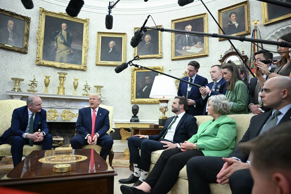 US President Donald Trump meets with Taoiseach Micheál Martin in the Oval. Picture: MANDEL NGAN/AFP via Getty Images