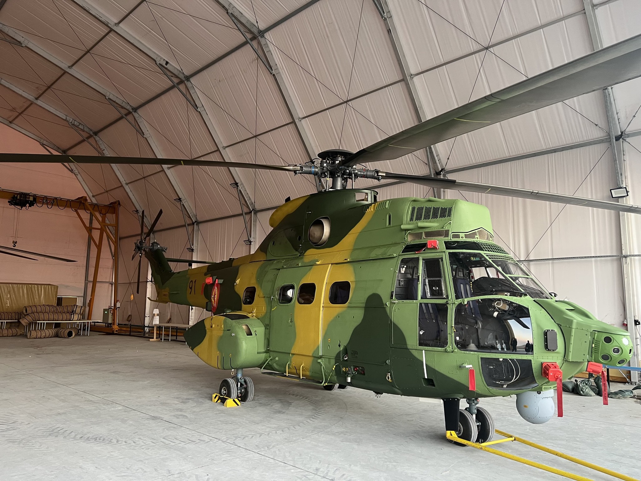 Romania receives its first modernized IAR-330L helicopter. Photo by the 57th Air Base named after Captain Constantin Cantacuzino, Romanian Air Force