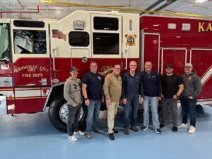 Kaysville FD leadership in Wisconsin to see their new heavy rescue engine. (Kaysville Fire Department)
