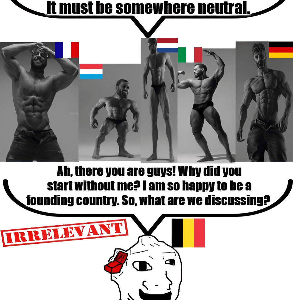 Posting memes of the EU's history, until I find a job. Day 1, picking the EU capital.