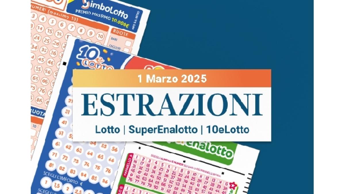 Estrazioni Lotto, SuperEnalotto e 10eLotto serale di sabato 01 marzo 2025