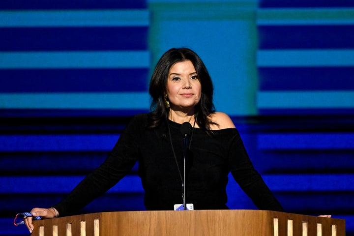 Ana Navarro, co-host of "The View," at a walkthrough during the Democratic National Convention at the United Center in Chicago on Aug. 20, 2024.