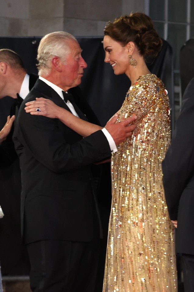 Prince Charles and Catherine, Duchess of Cambridge, at the "No Time To Die" premiere.