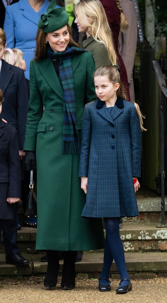Kate Middleton and Princess Charlotte leaving church on Christmas Day