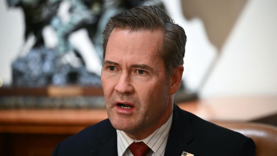 National security adviser Mike Waltz speaks during a meeting in the Cabinet Room of the White House in Washington, DC, on March 25. - Mandel Ngan/AFP/Getty Images