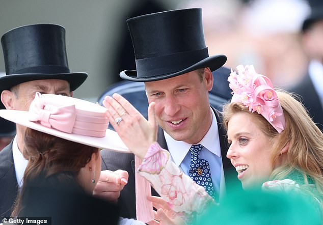 The cousins (pictured) appeared to be enjoying spending some time together at Royal Ascot today