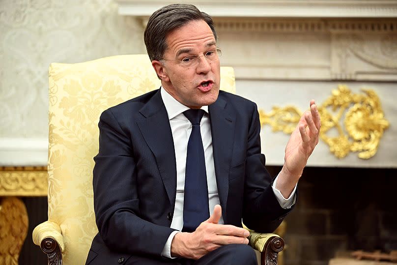NATO Secretary General Mark Rutte speaks during a meeting with US President Donald Trump at the White House in Washington DC, 13 March, 2025