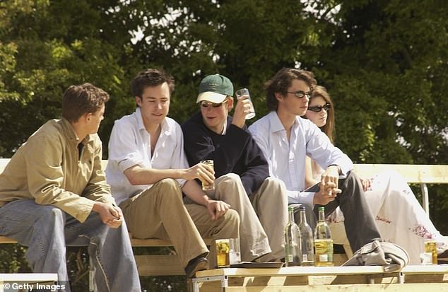 Prince Harry and friends attend the Prince's Polo event at Royal Berkshire on May 25, 2003