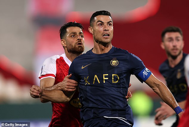 Cristiano Ronaldo pictured in action during Al-Nassr's 2-0 win over Perspolis in Iran in 2023