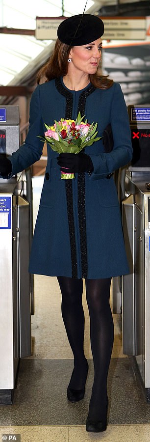For the 150th anniversary of the London Underground, Kate surprised fans in the same teal A-line coat