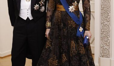King Frederik X and Queen Mary (pictured) were dressed formally in, respectively, white tie and a glamorous gown this evening