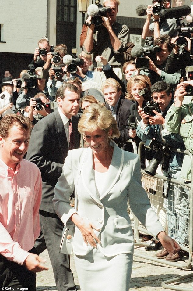 Princess Diana pictured on her first engagement as a divorced woman in August 1996