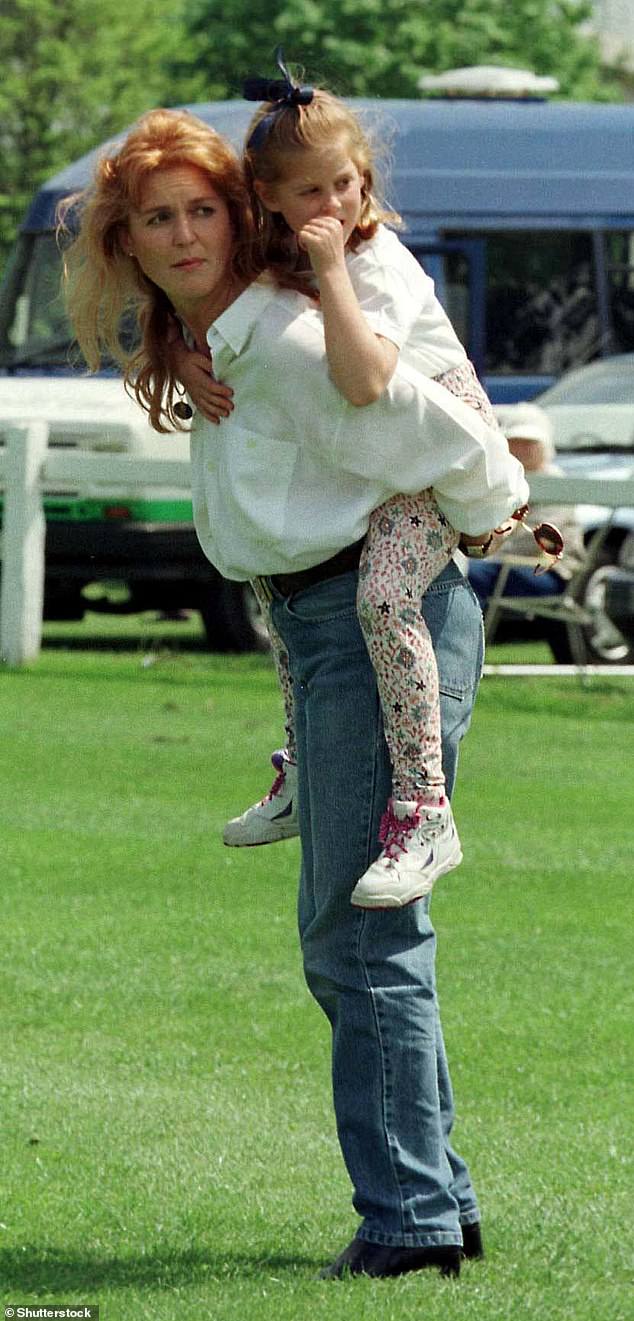 On the day of her divorce, Sarah took her two daughters to Hickstead Show Ground (pictured with Beatrice)