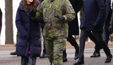 Queen Mary and King Frederik of Denmark showed their serious side as they visited a garrison on the second day of their state visit to Finland