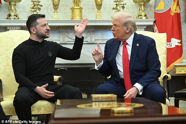 US President Donald Trump and Ukraine's President Volodymyr Zelensky meet in the Oval Office of the White House in Washington, DC, February 28, 2025