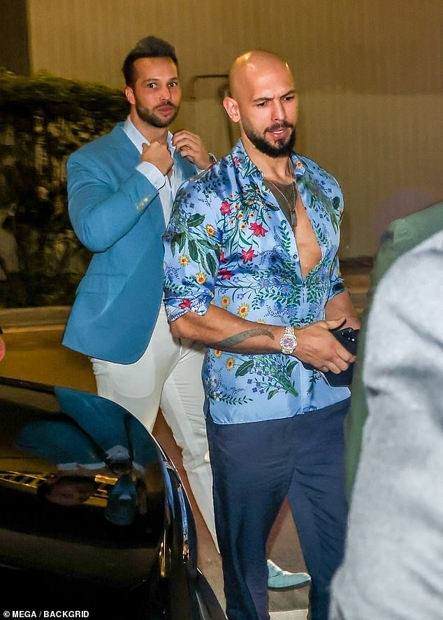 Andrew Tate and his brother Tristan arrive with their entourage at Marion nightclub in Miami, Florida