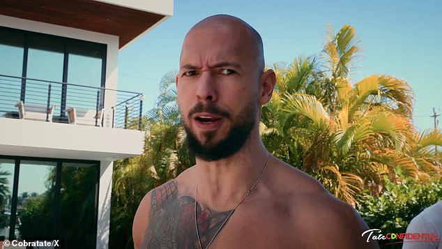 Andrew's video from Miami features him and brother Tristan in a luxury home in Florida, eating either sushi or poke bowls poolside