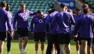 England's players pictured training at Twickenham on the eve of Sunday's clash with Italy