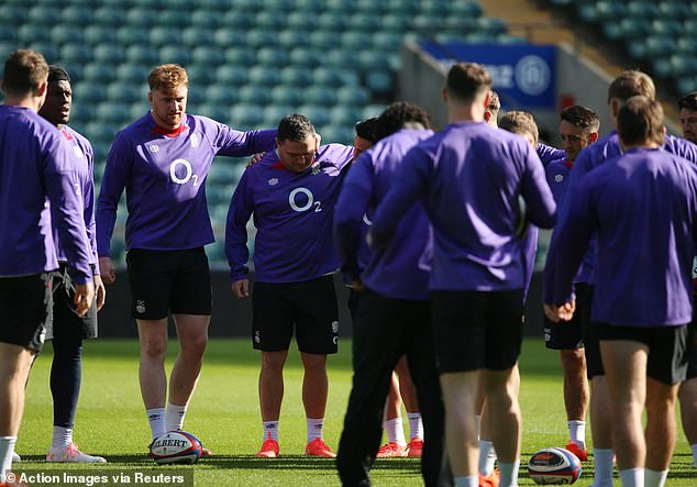 England's players pictured training at Twickenham on the eve of Sunday's clash with Italy