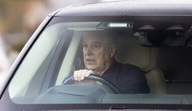 Prince Andrew appeared sombre during his morning ride around Windsor after it was confirmed he will not join the rest of the royals for the Commonwealth Service later today