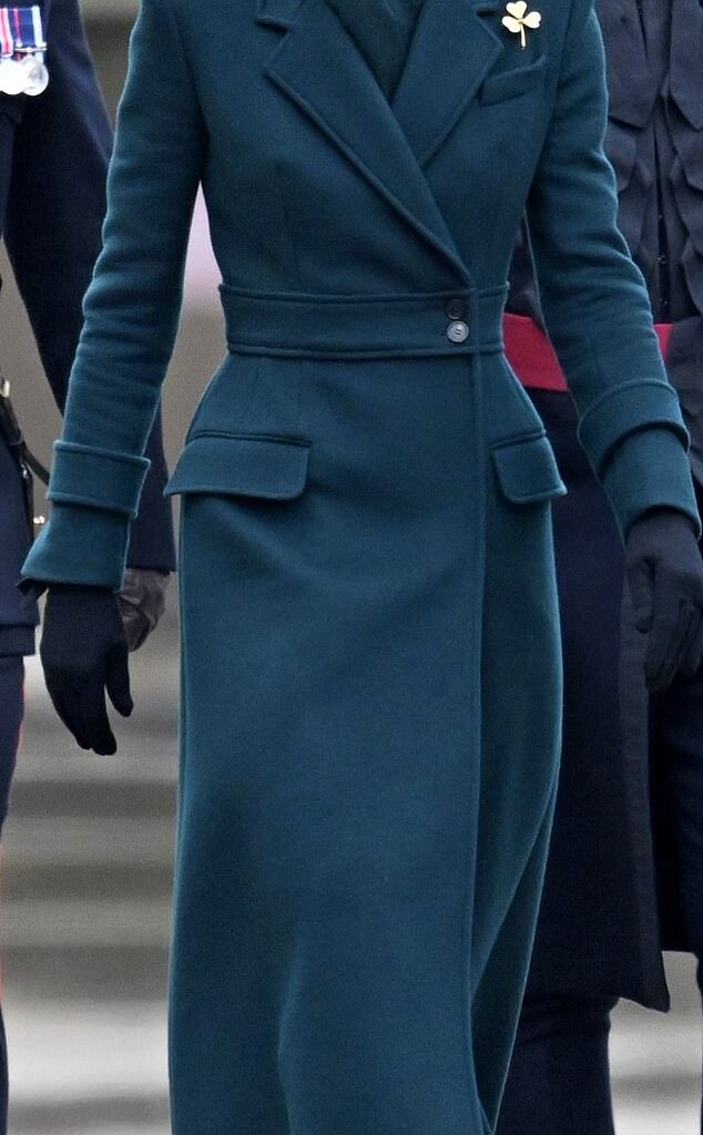 The Princess of Wales made a triumphant return to the Irish Guards’ St Patrick’s Day parade, keeping to tradition in an elegant head-to-toe green ensemble that paid homage to the occasion. The strong shoulders of the tailored coat lent a sharp, military-inspired edge, a fitting nod to her role as honorary Colonel of the regiment