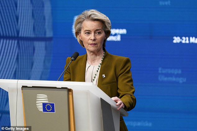 The commission's president, Ursula Von der Leyen (pictured), describes this as, 'air and missile defence, artillery systems, missiles and ammunition drones, and anti-drone systems'. It will be known as the Security Action For Europe (Safe) scheme