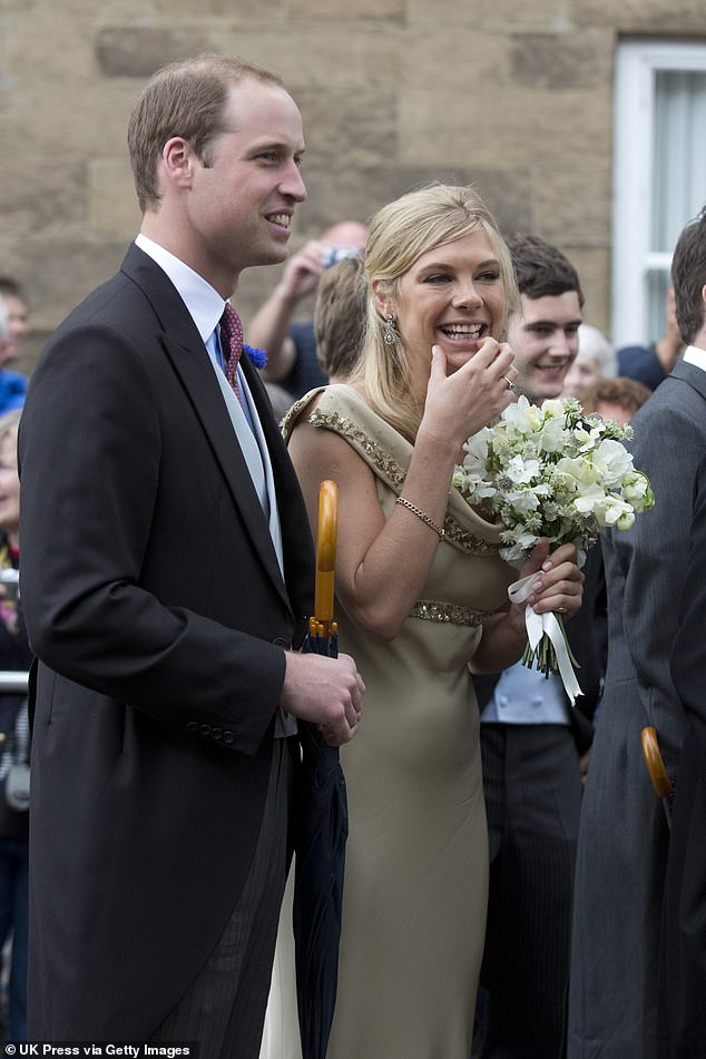 Chelsy is pictured with Prince William in 2013 at the wedding of Melissa Percy and Thomas van Straubenzee at St Michael's Church - two years after her break-up with Harry