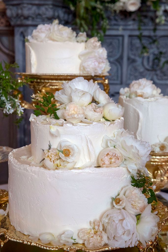 The wedding cake by Claire Ptak of London-based bakery Violet Cakes in Windsor Castle for the royal wedding of Meghan Markle and Prince Harry on May 19, 2018 in Windsor,England
