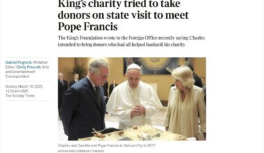 King’s charity tried to take donors on state visit to meet Pope Francis