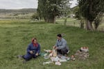 Women picnic while tending to cattle along the banks of the Dniester River in Bursuc, Moldova, May 14.