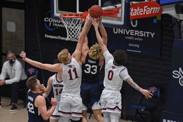 MORAGA, CA – JAN. 14: BYU Cougars’ Caleb Lohner (33)...