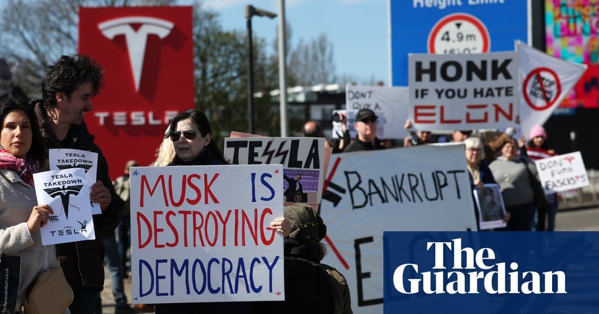 Protesters picket London Tesla showroom on global anti-Musk day