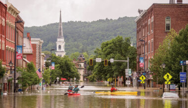 Flooding in downtown Montpelier, Vermont on Tuesday, July 11, 2023.
