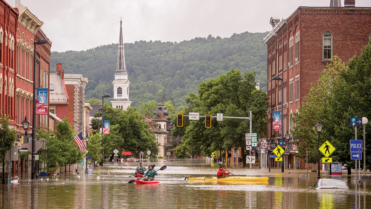 Flooding in downtown Montpelier, Vermont on Tuesday, July 11, 2023.