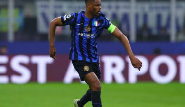 Denzel Dumfries captains Inter against Feyenoord in the Champions League round of 16 second leg against Feyenoord (picture: @inter via X).