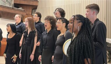 The Vox Nova Chamber Choir from Gibbs High School performs at First Presbyterian Church. (Spectrum News/Randy Levine)