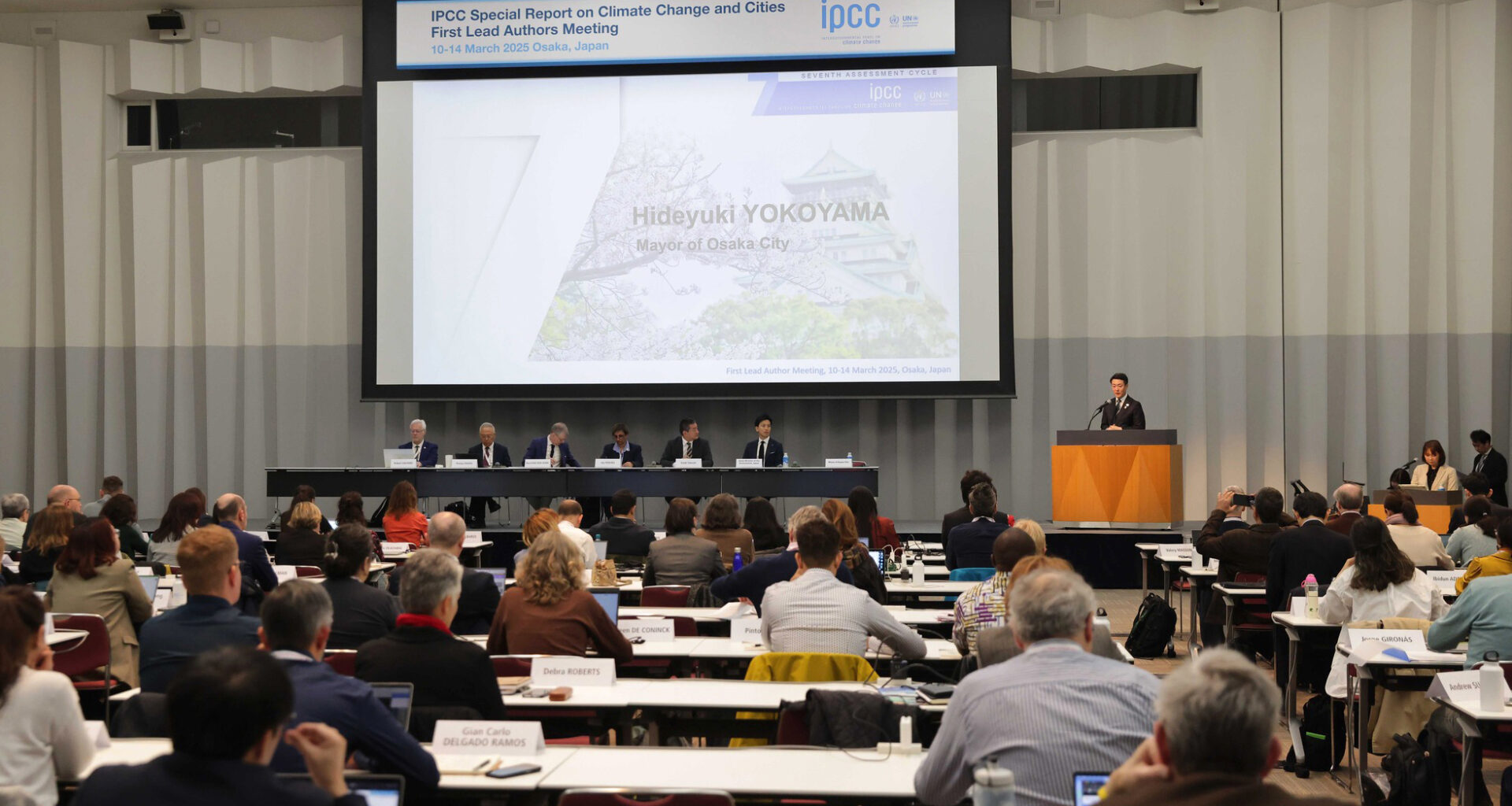 The author team of the IPCC’s Special Report on Climate Change and Cities met this week in Osaka, Japan. Credit: IPCC
