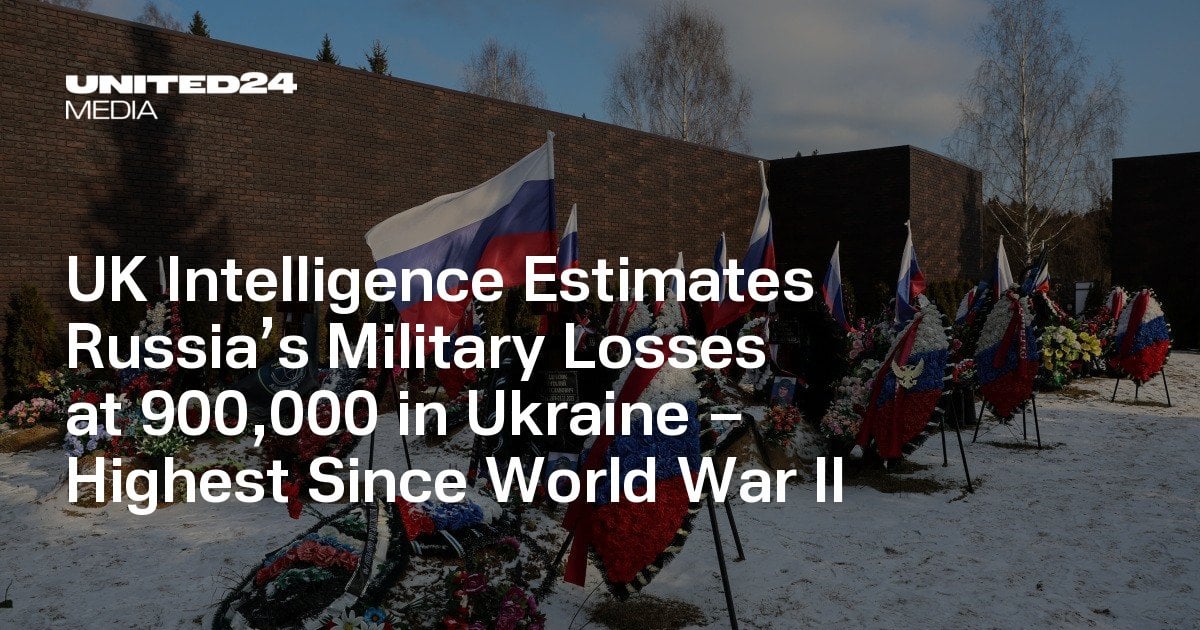 UK Intelligence Estimates Russia’s Military Losses at 900,000 in Ukraine – Highest Since World War II