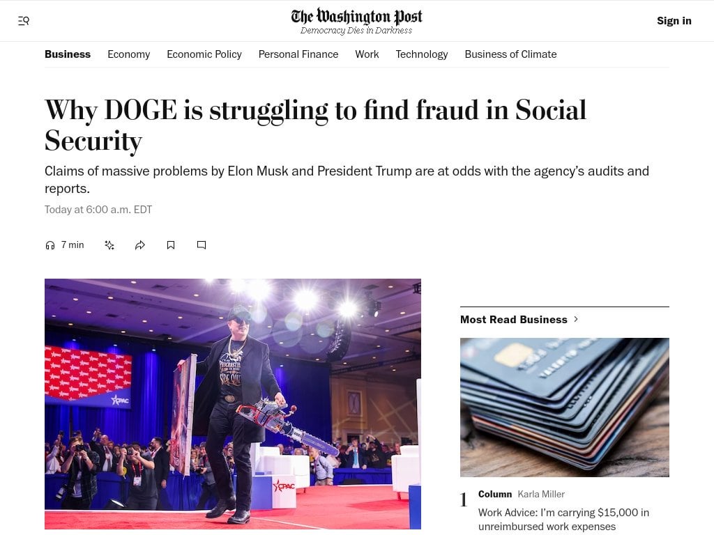 DOGE is struggling to find fraud in social security