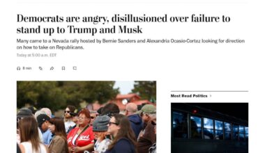 Democrats are angry, disillusioned over failure to stand up to Trump and Musk. Many came to a Nevada rally hosted by Bernie Sanders and Alexandria Ocasio-Cortez looking for direction on how to take on Republicans.