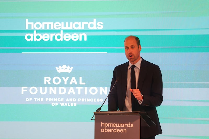The Prince of Wales speaks during a Homewards event in Aberdeen in 2024