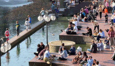 Barbican Lake Terrace, as soon as the sun comes out in London