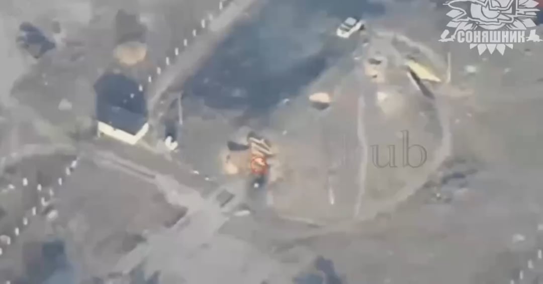 A MiG-29 airstrike on a Russian underground command post using a GBU-62 aerial bomb. Oleshki, Kherson region, March 2025.