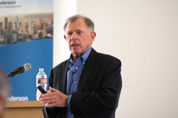 Jerry Nickelsburg, director of the UCLA Economic Forecast, says in his school's quarterly report released on Wednesday, Dec. 11, 2024, that he sees some inflation coming in 2025 as a result of new policies of U.S. President-elect Donald Trump. (Courtesy of George Lee, UCLA Economic Forecast)