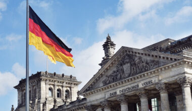 Photo of German flag in front of their parliment