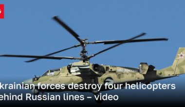 Ukrainian forces destroy four helicopters behind Russian lines – video