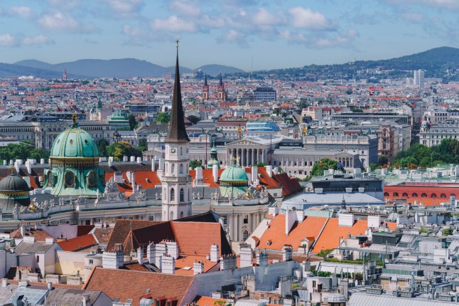 Aerial view of Hofburg complex in Vienna Austria