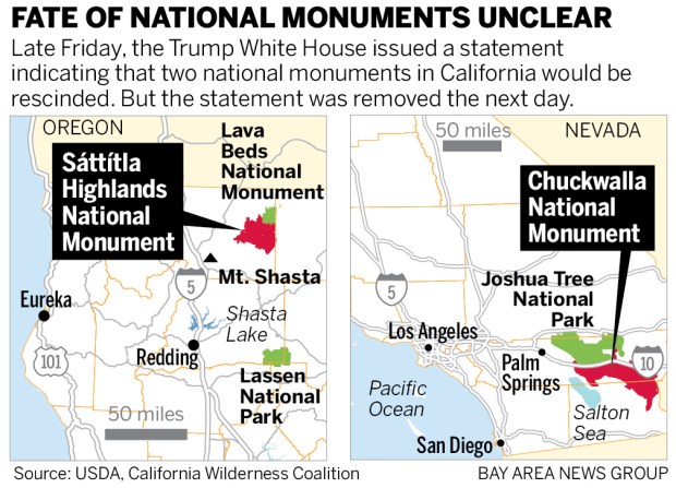 Map of Sattitla Highlands National Monument and Chuckwalla National Monument