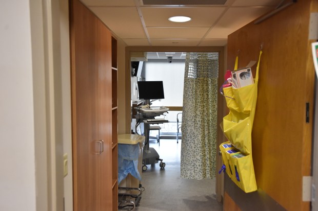 An inpatient room in the Geisinger Community Medical Center in...